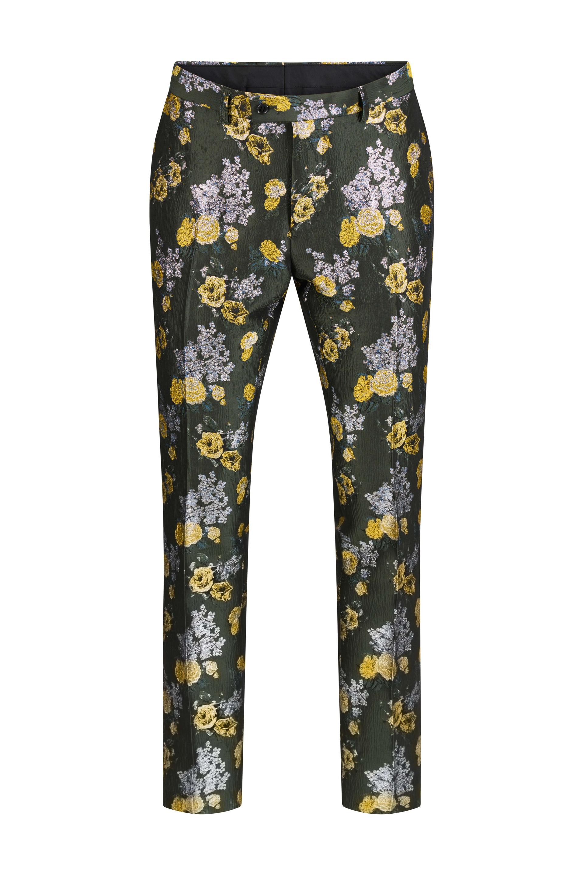 Flower Pant Jacquard Dark Green 1