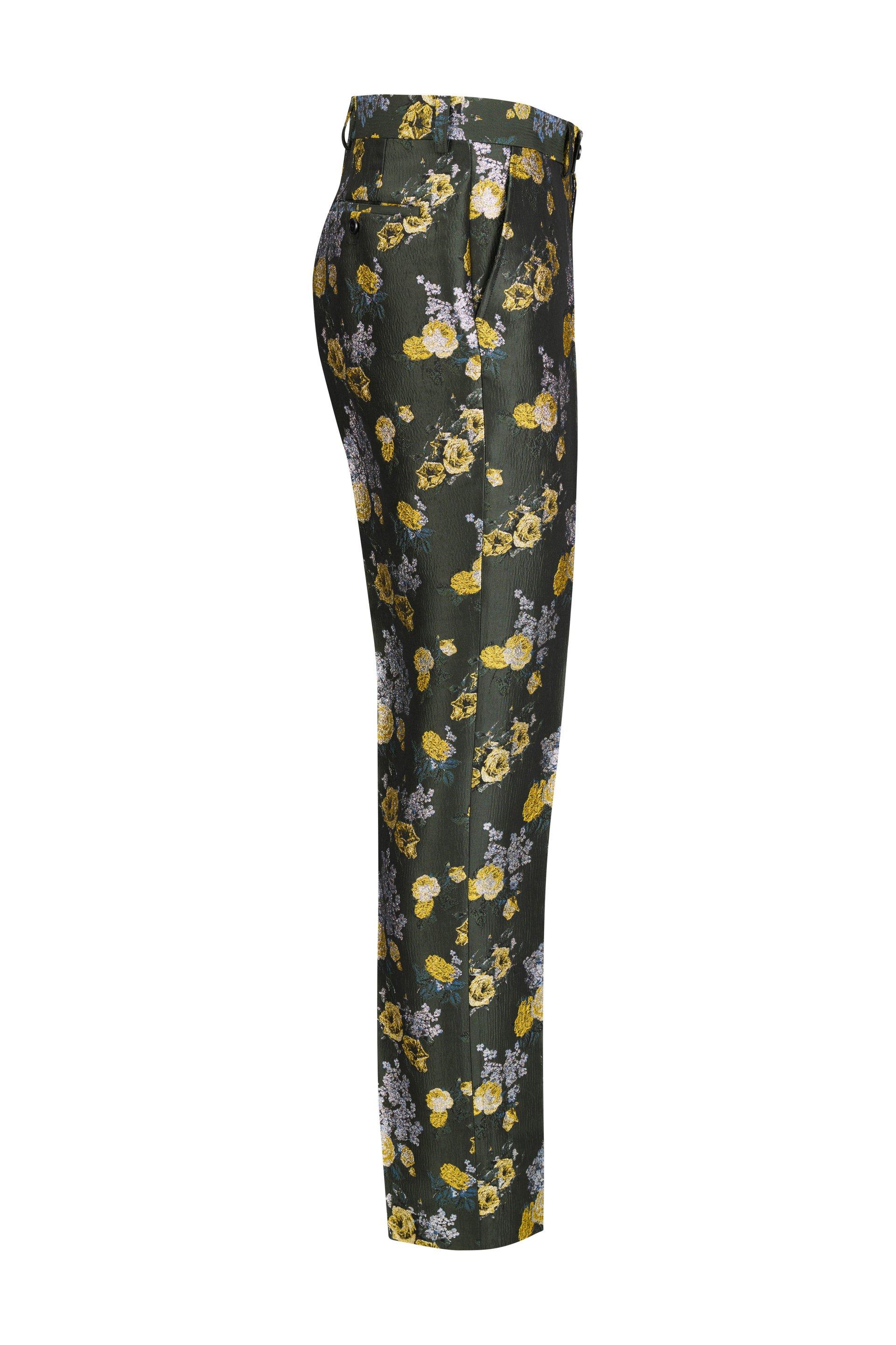 Flower Pant Jacquard Dark Green 2
