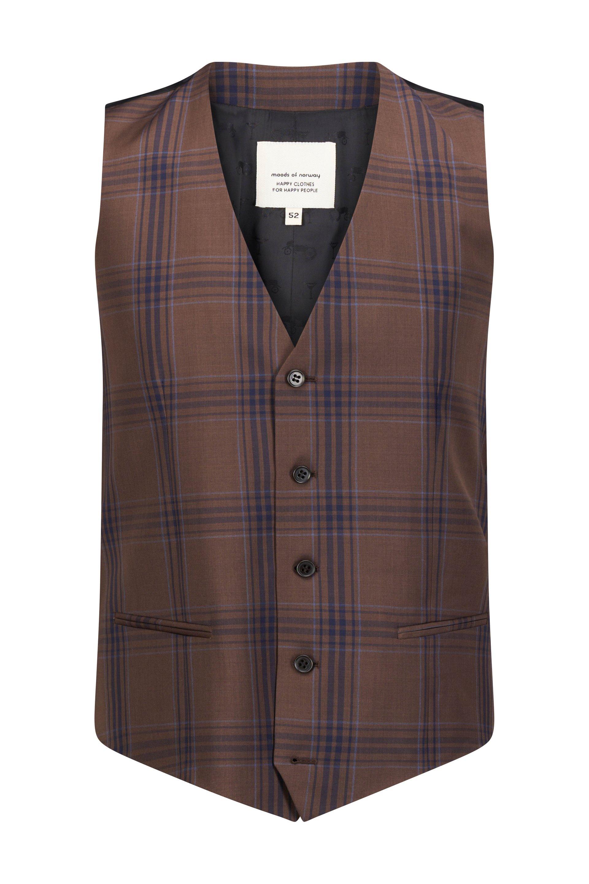 Coffe Big Check Vest Brown 1