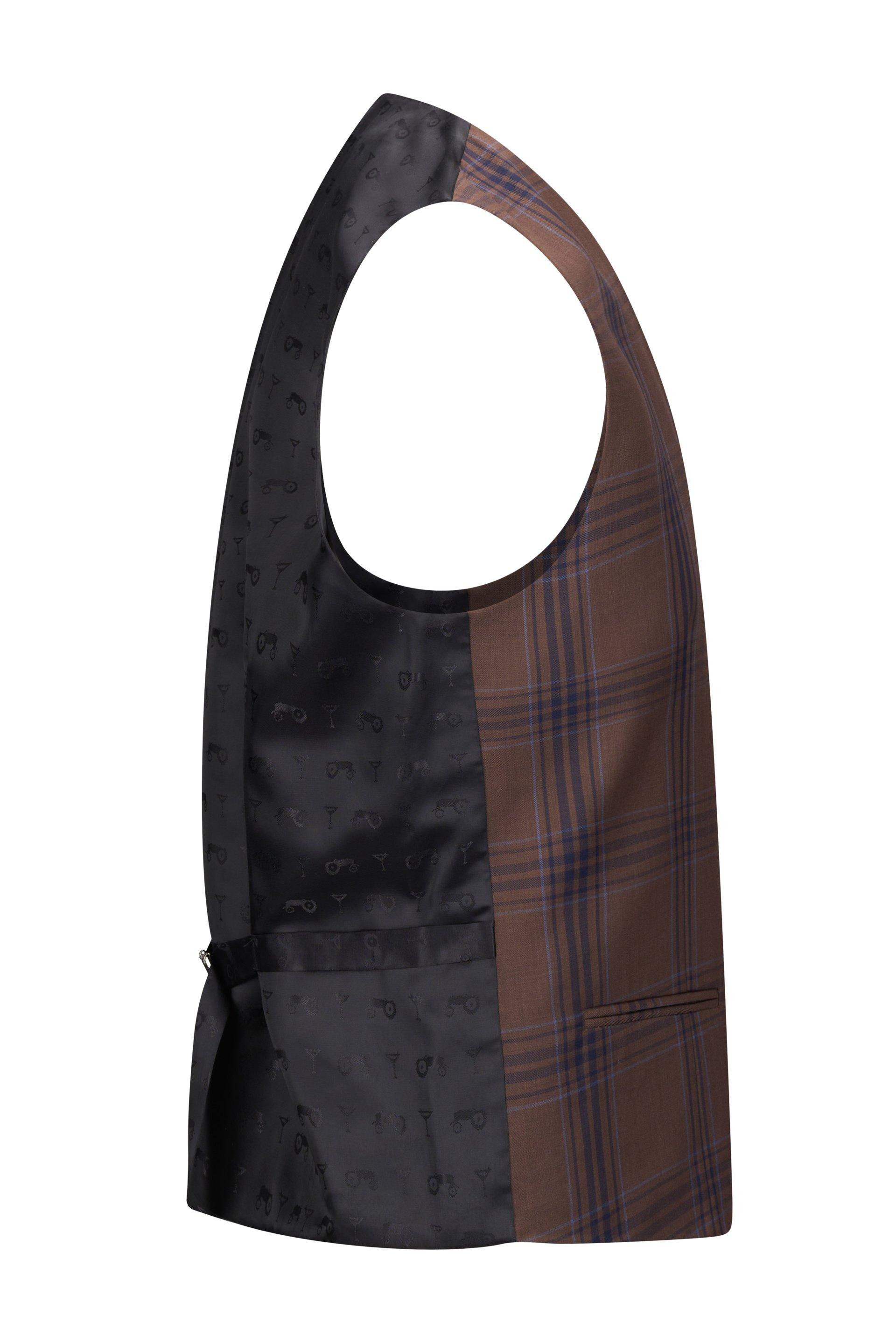 Coffe Big Check Vest Brown 2