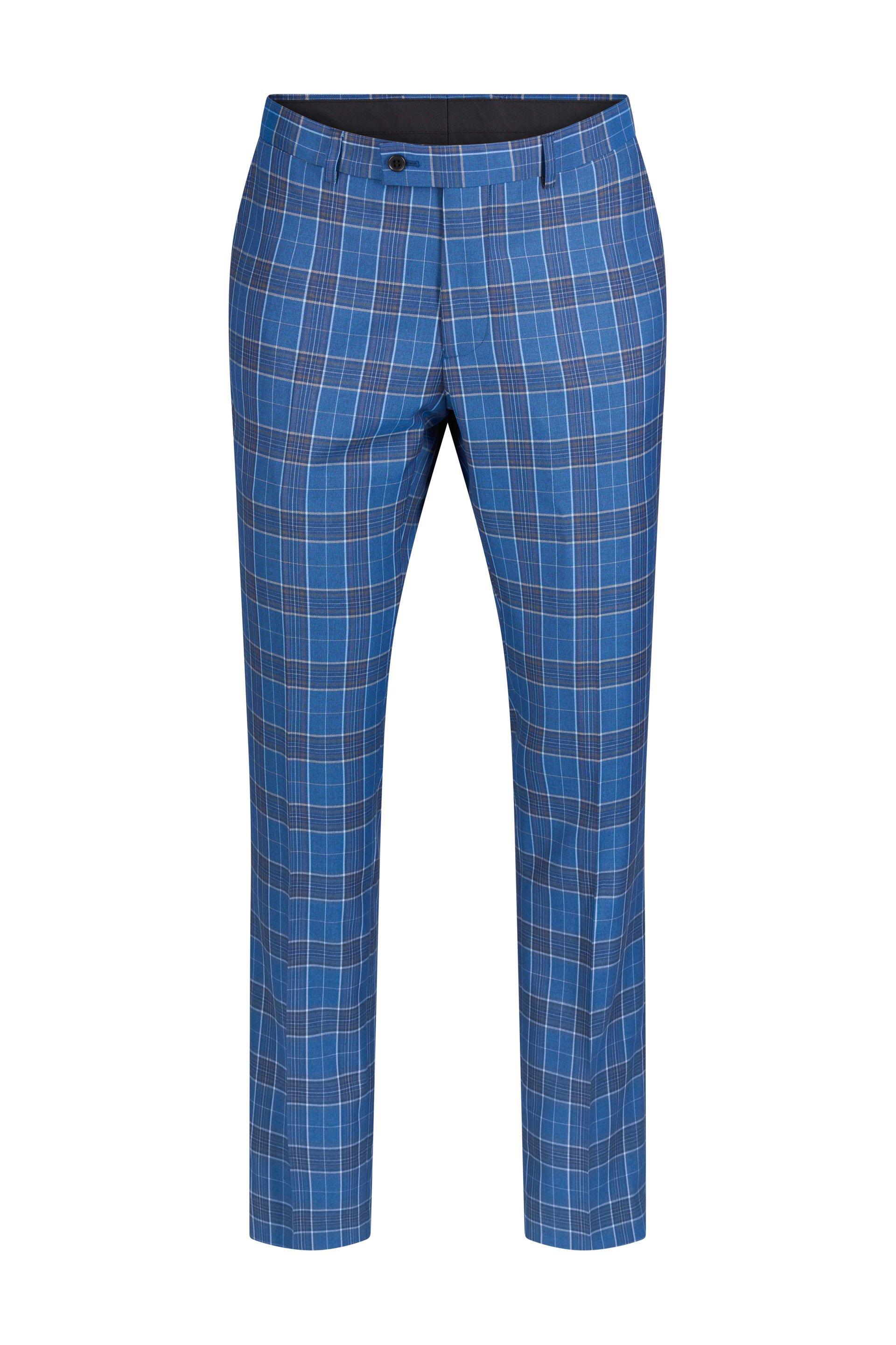 Beautiful Blue Check Pant Blue 1
