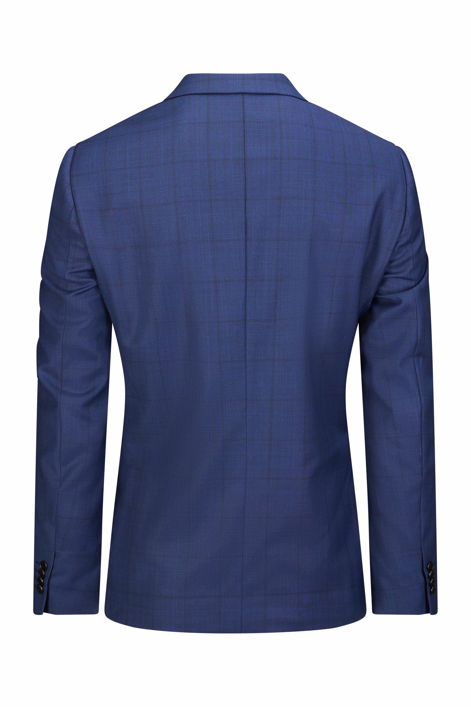 Silent Check Jacket Mid Blue 2