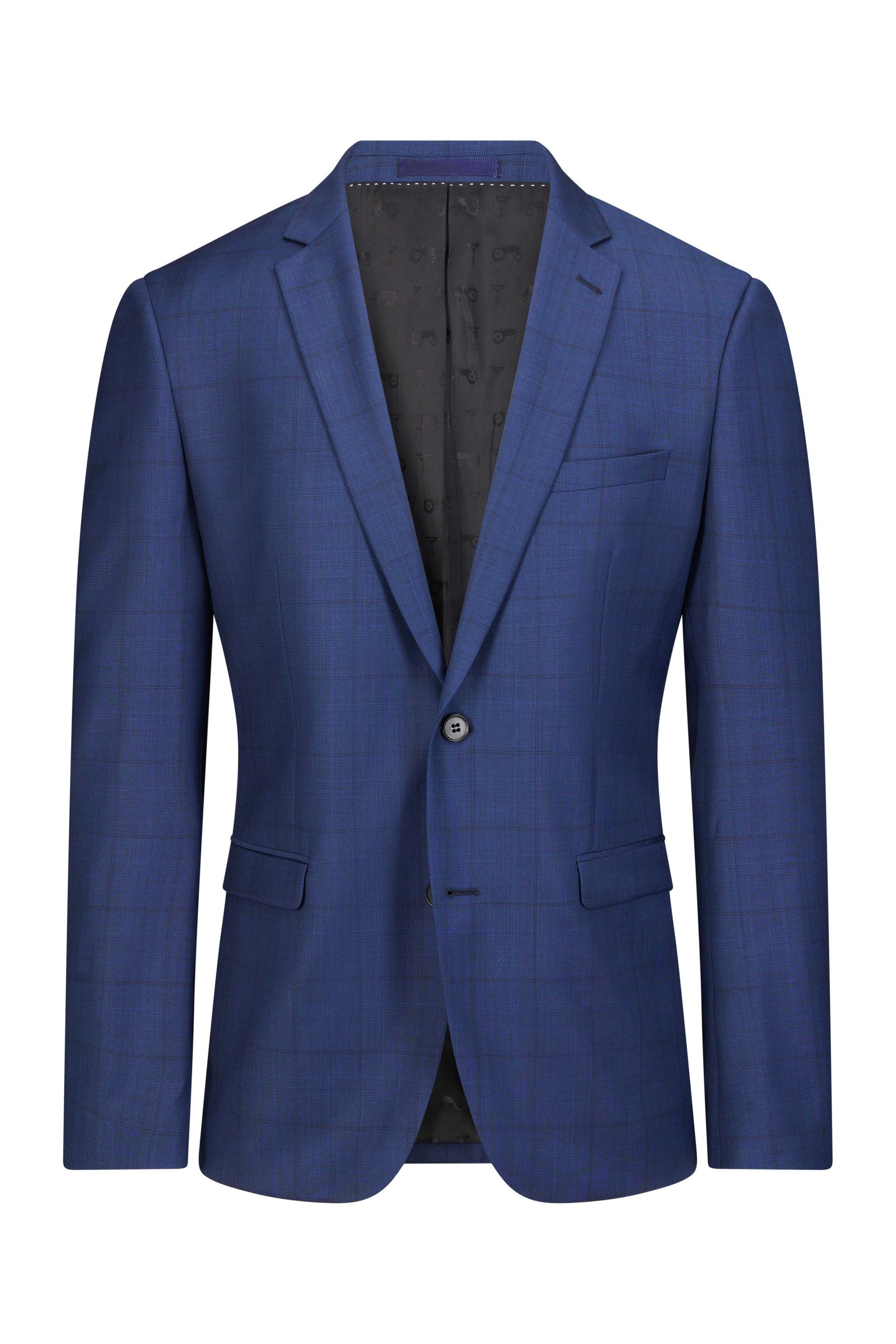 Silent Check Jacket Mid Blue 1
