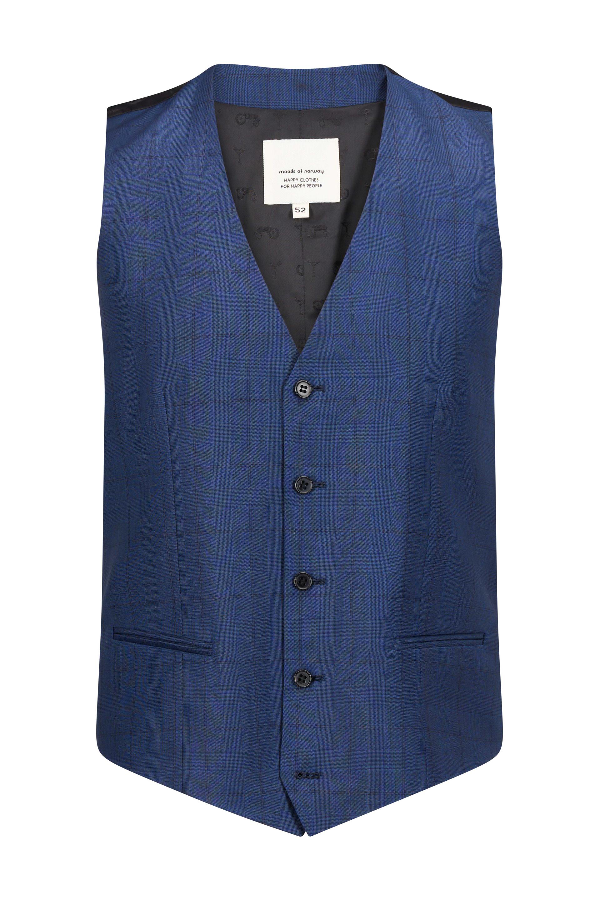 Silent Check Vest Mid Blue 1