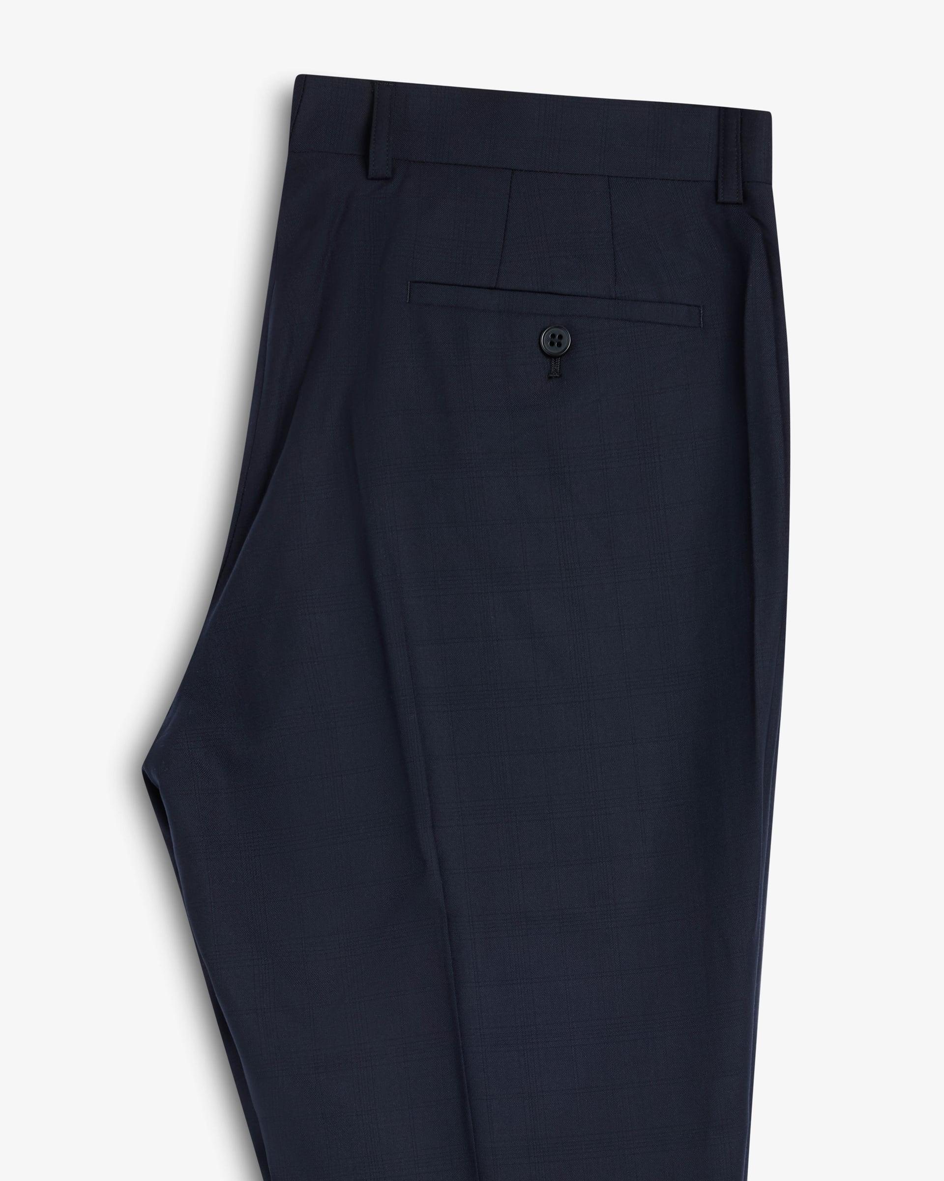 Navy Check Super 140 Pant Dark Navy 1