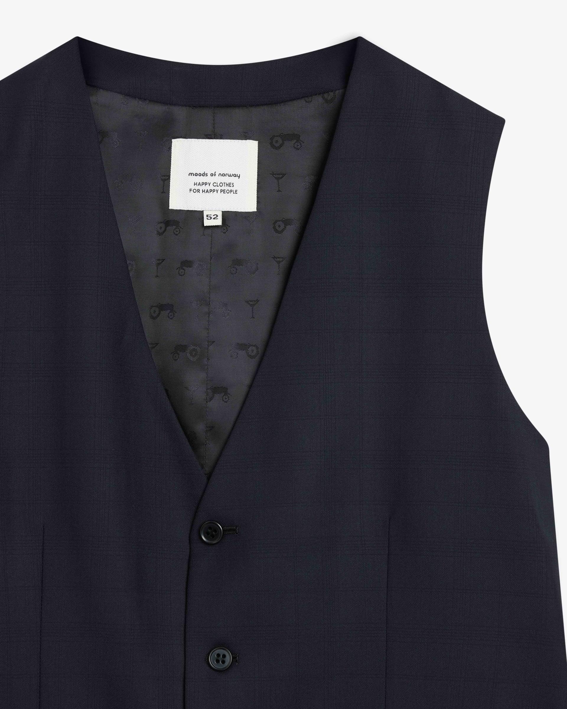 Navy Check Super 140 Vest Dark Navy 1