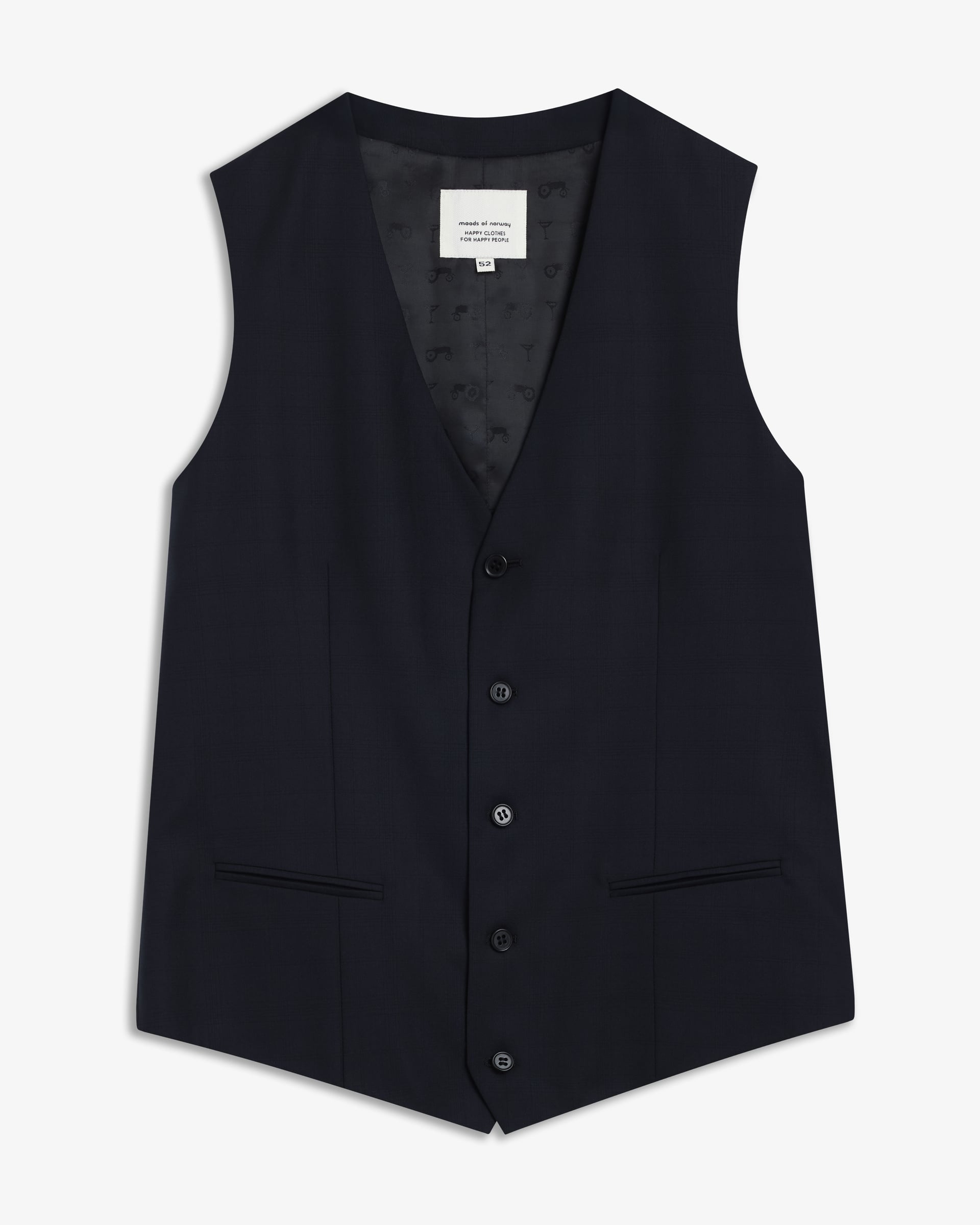 Navy Check Super 140 Vest