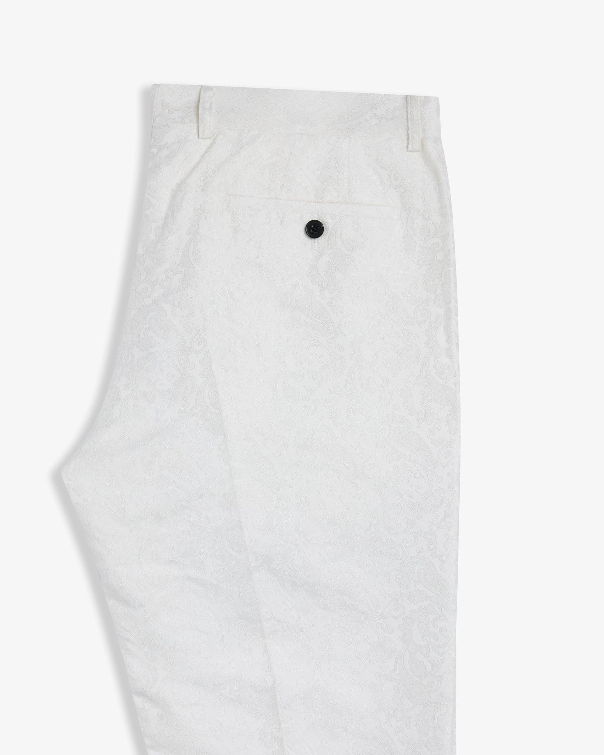 White Jaquard Pant White 1