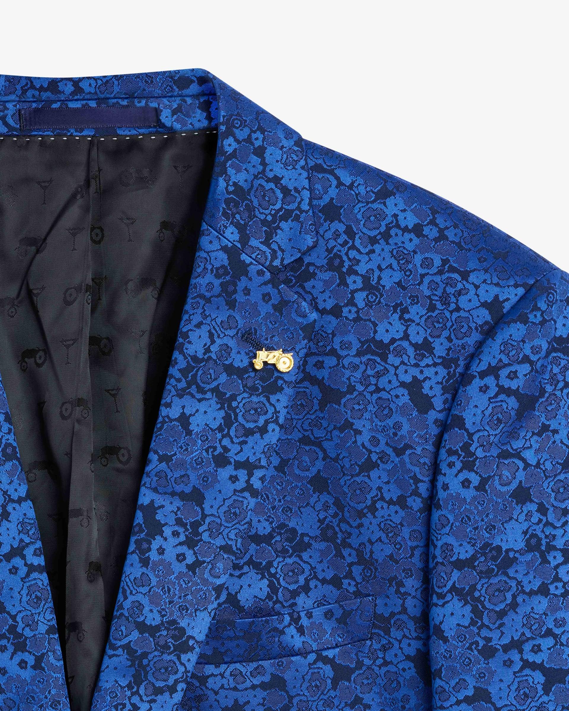 Blue Pattern suit Jacket Blue 1
